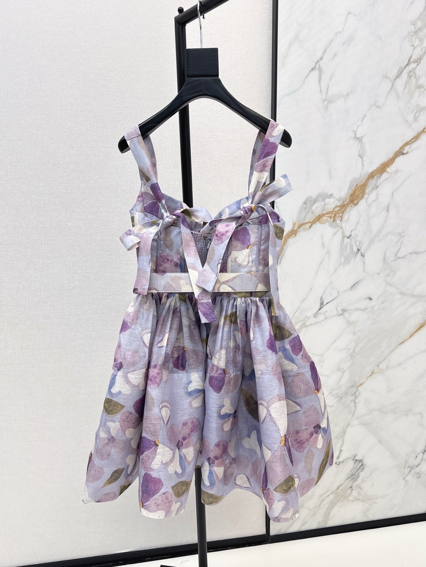 zim 25ss Silk linen floral dress