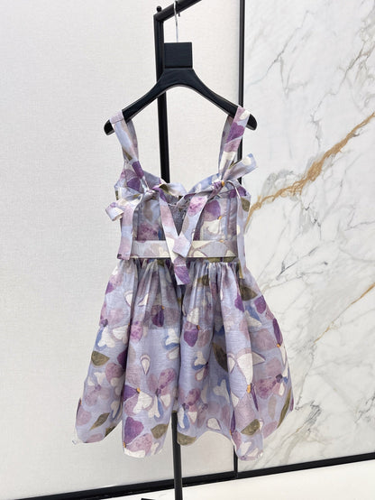 zim 25ss Silk linen floral dress