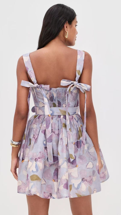 zim 25ss Silk linen floral dress