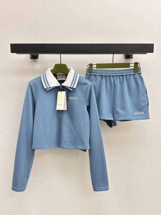 G 25ss crop polo short set