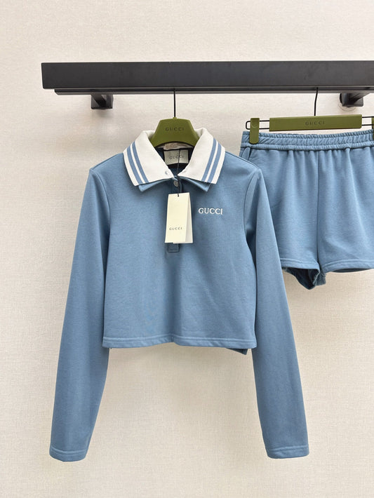 G 25ss crop polo short set