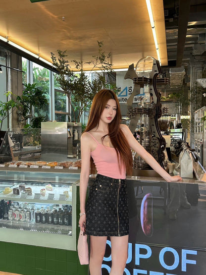 L 25ss denim skirt