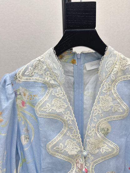 zimm 25ss linen lace dress