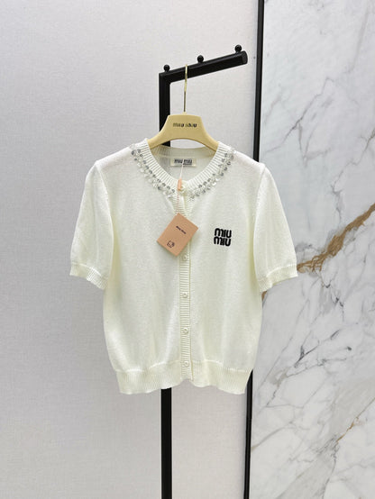 Miu 25ss beaded cardigan