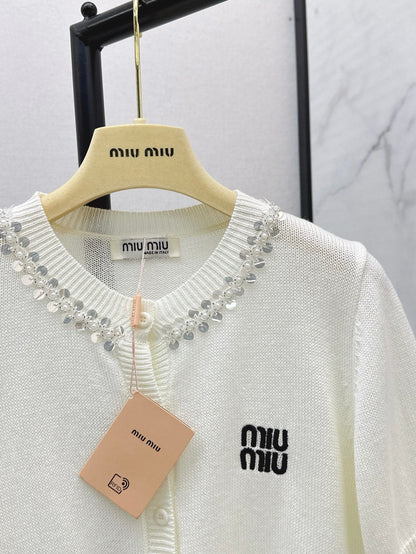 Miu 25ss beaded cardigan