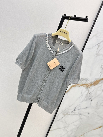 Miu 25ss beaded cardigan