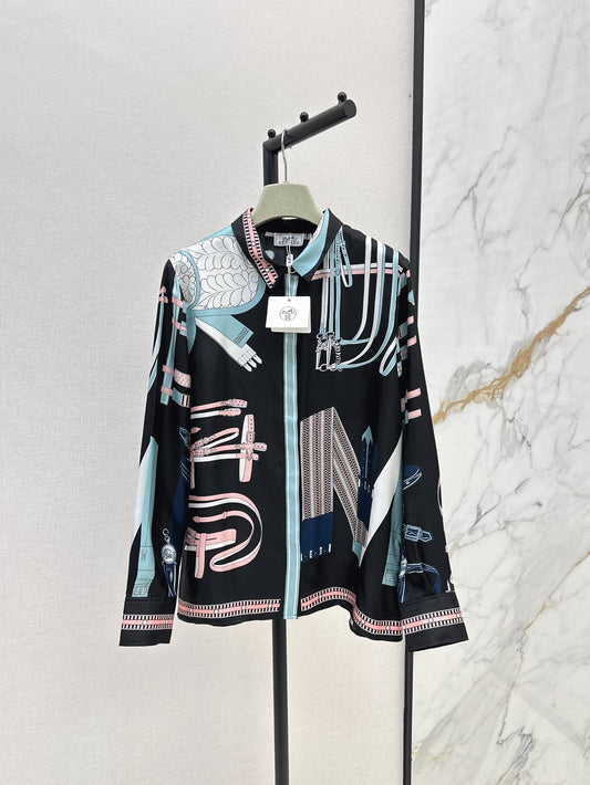H 25ss silk print shirt