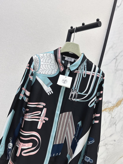 H 25ss silk print shirt