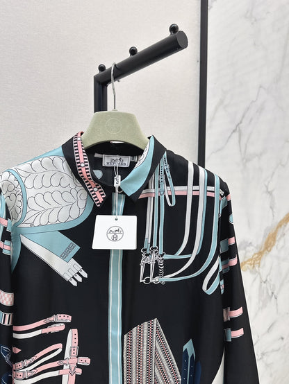 H 25ss silk print shirt