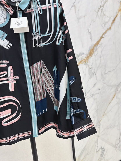 H 25ss silk print shirt