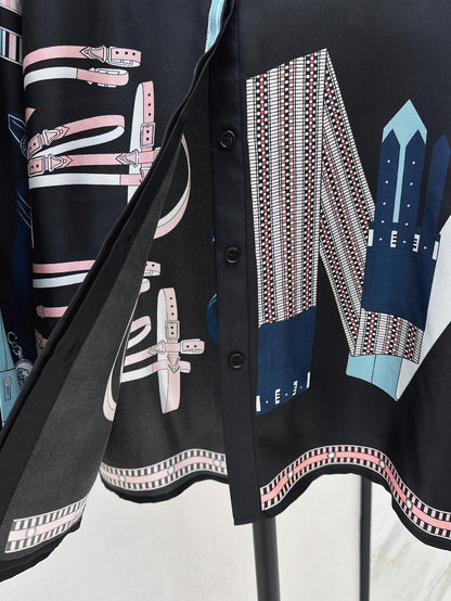 H 25ss silk print shirt