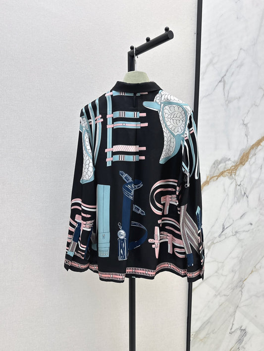 H 25ss silk print shirt