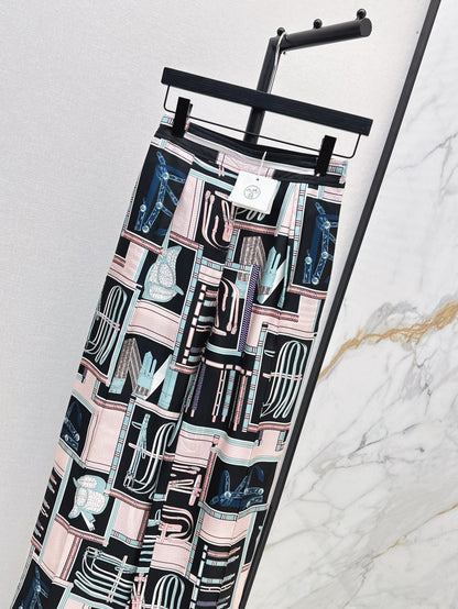 He 25ss print silk pants