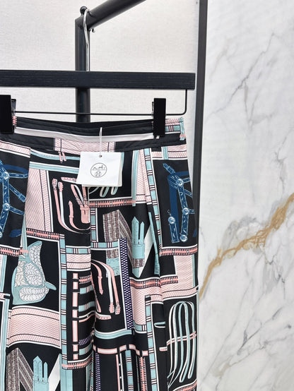 He 25ss print silk pants