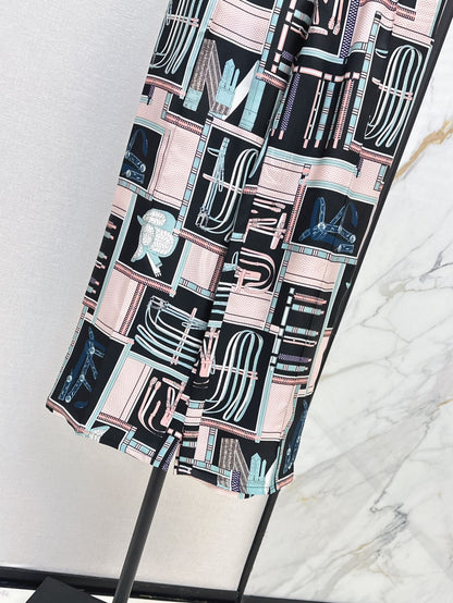 He 25ss print silk pants