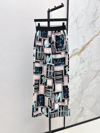 He 25ss print silk pants