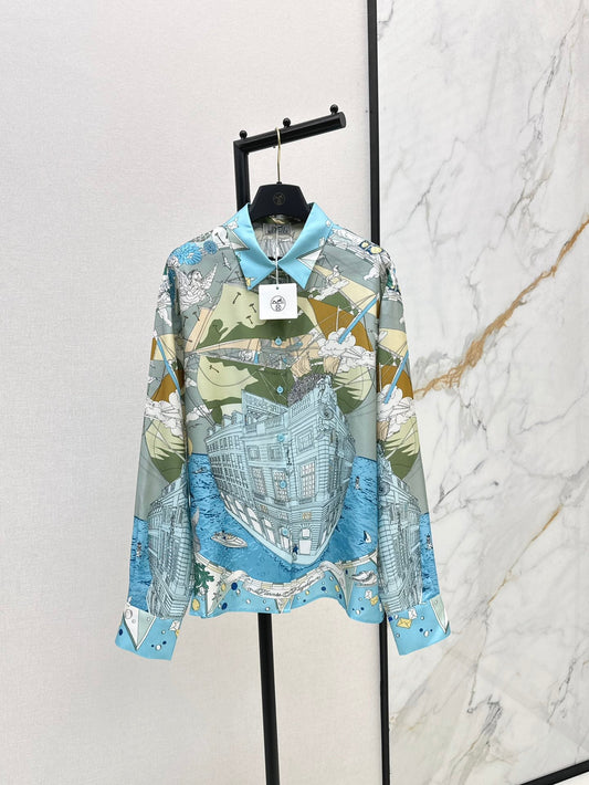 He 24ss print silk shirt