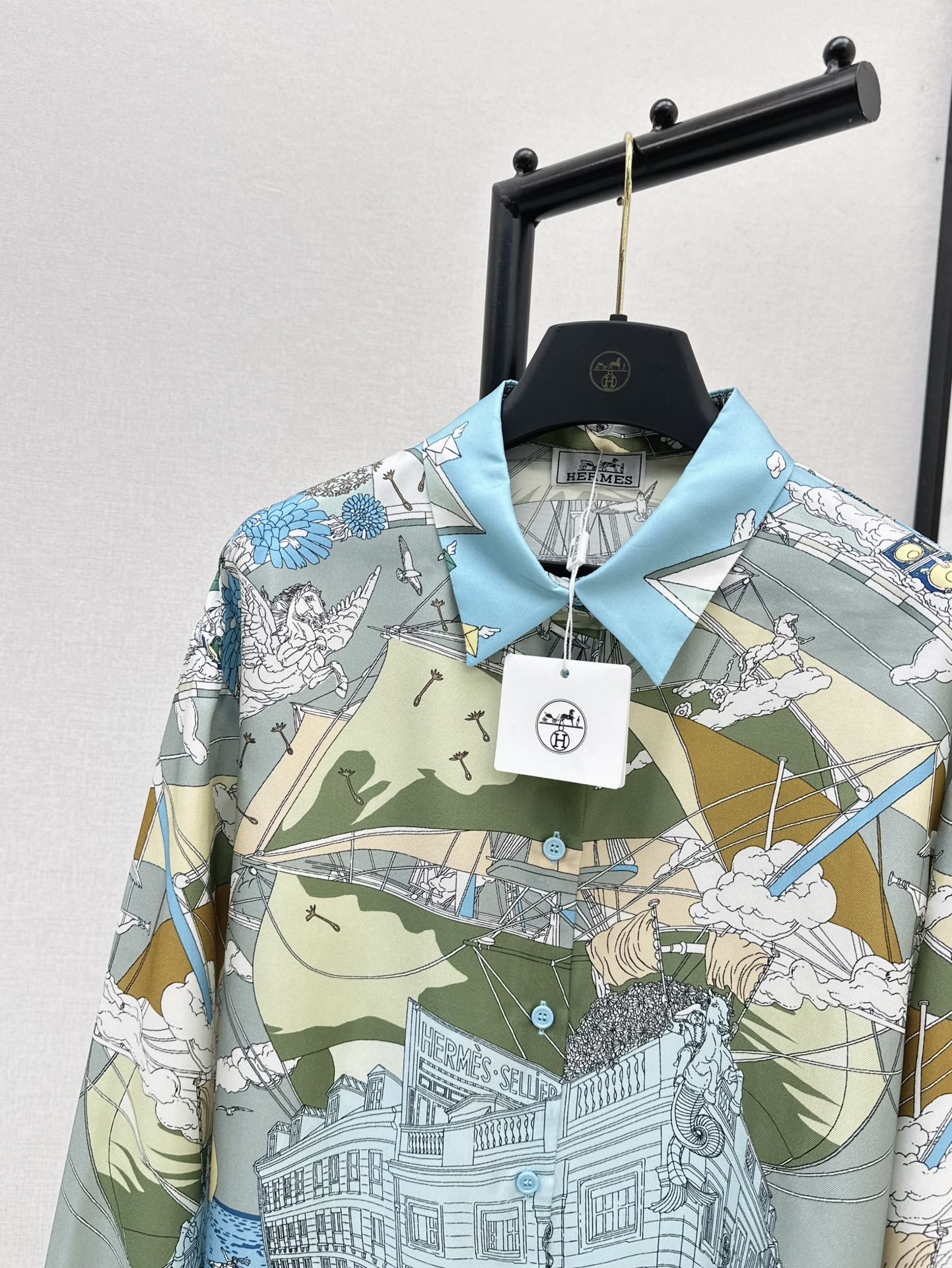 He 24ss print silk shirt