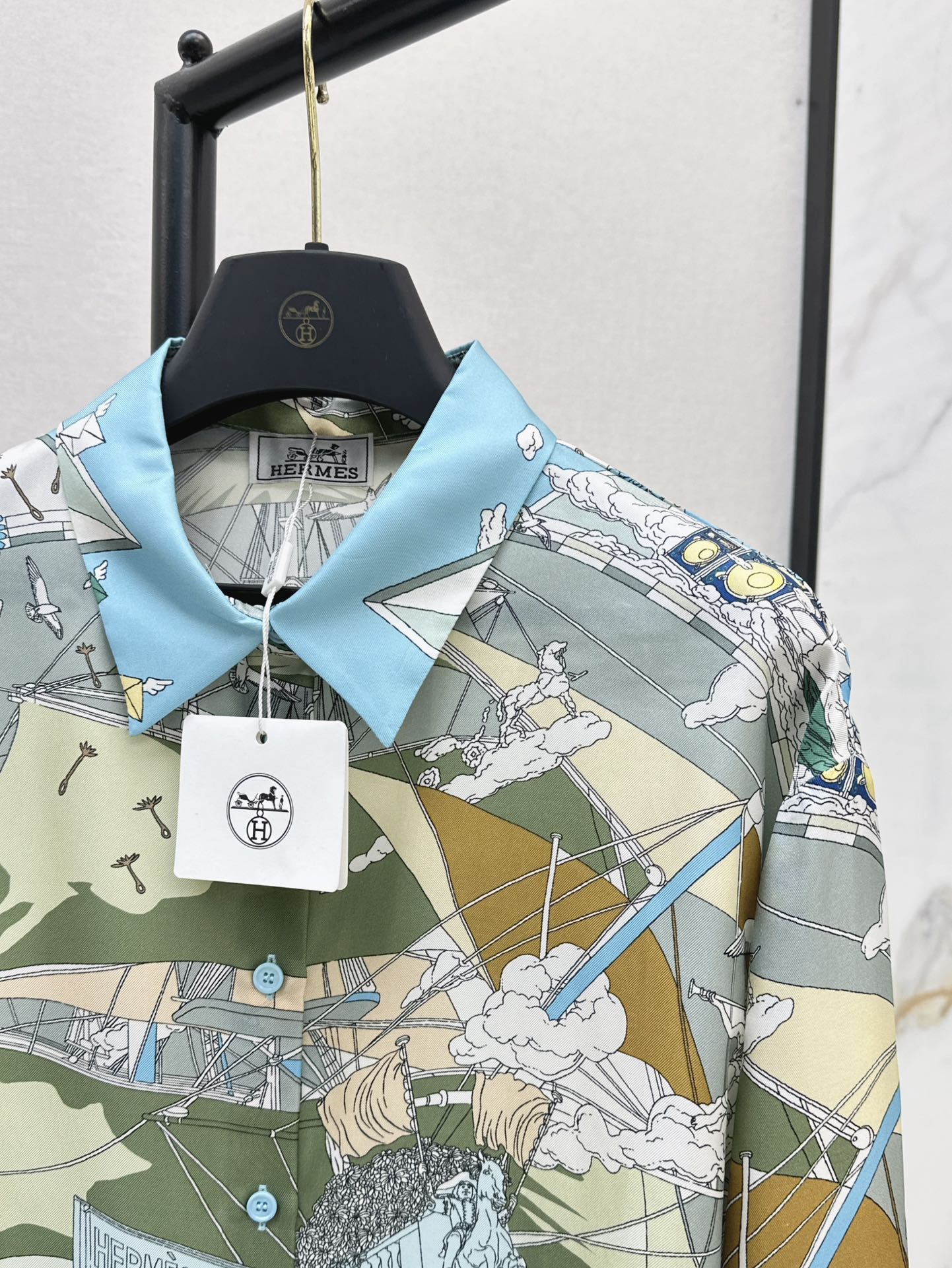 He 24ss print silk shirt