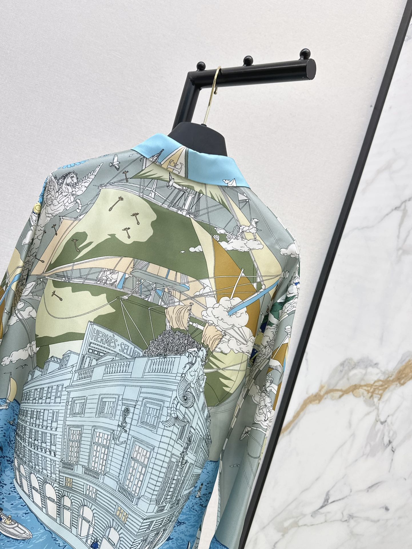 He 24ss print silk shirt