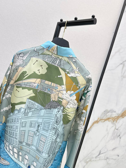 He 24ss print silk shirt