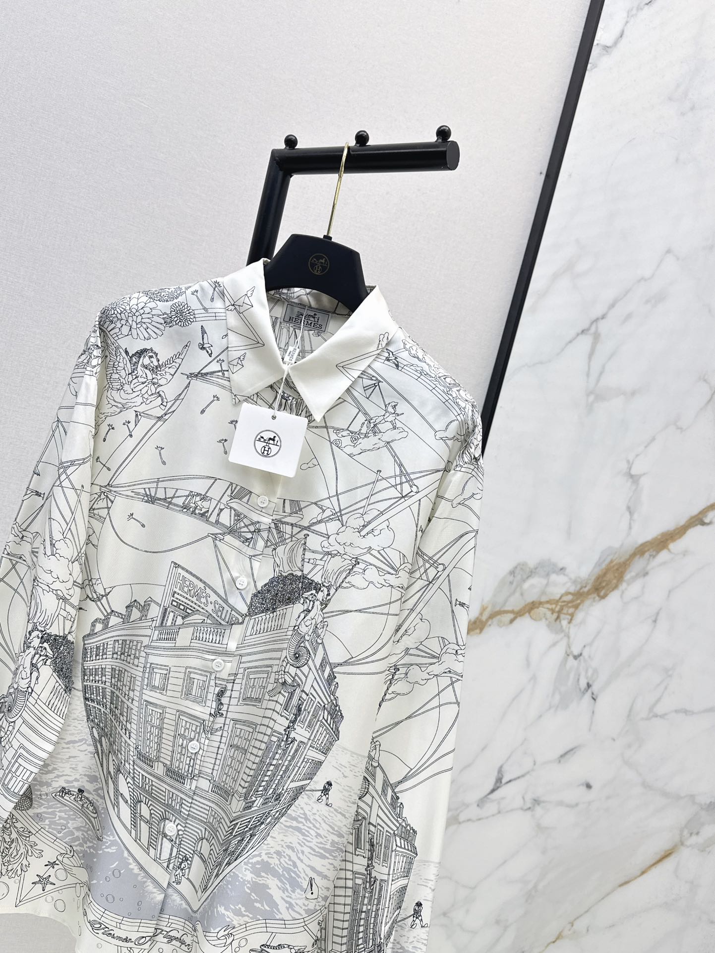 Her 25ss print silk shirt