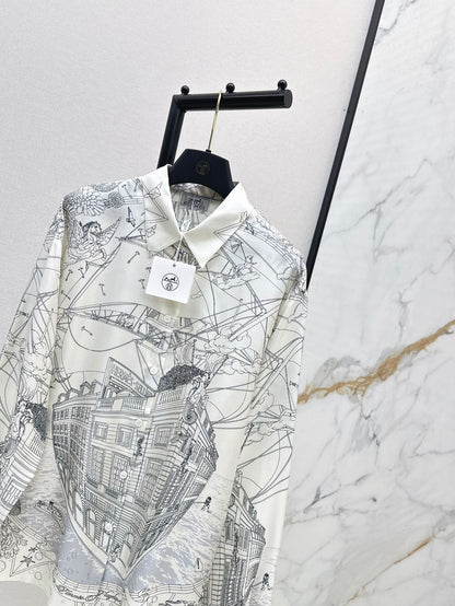 Her 25ss print silk shirt