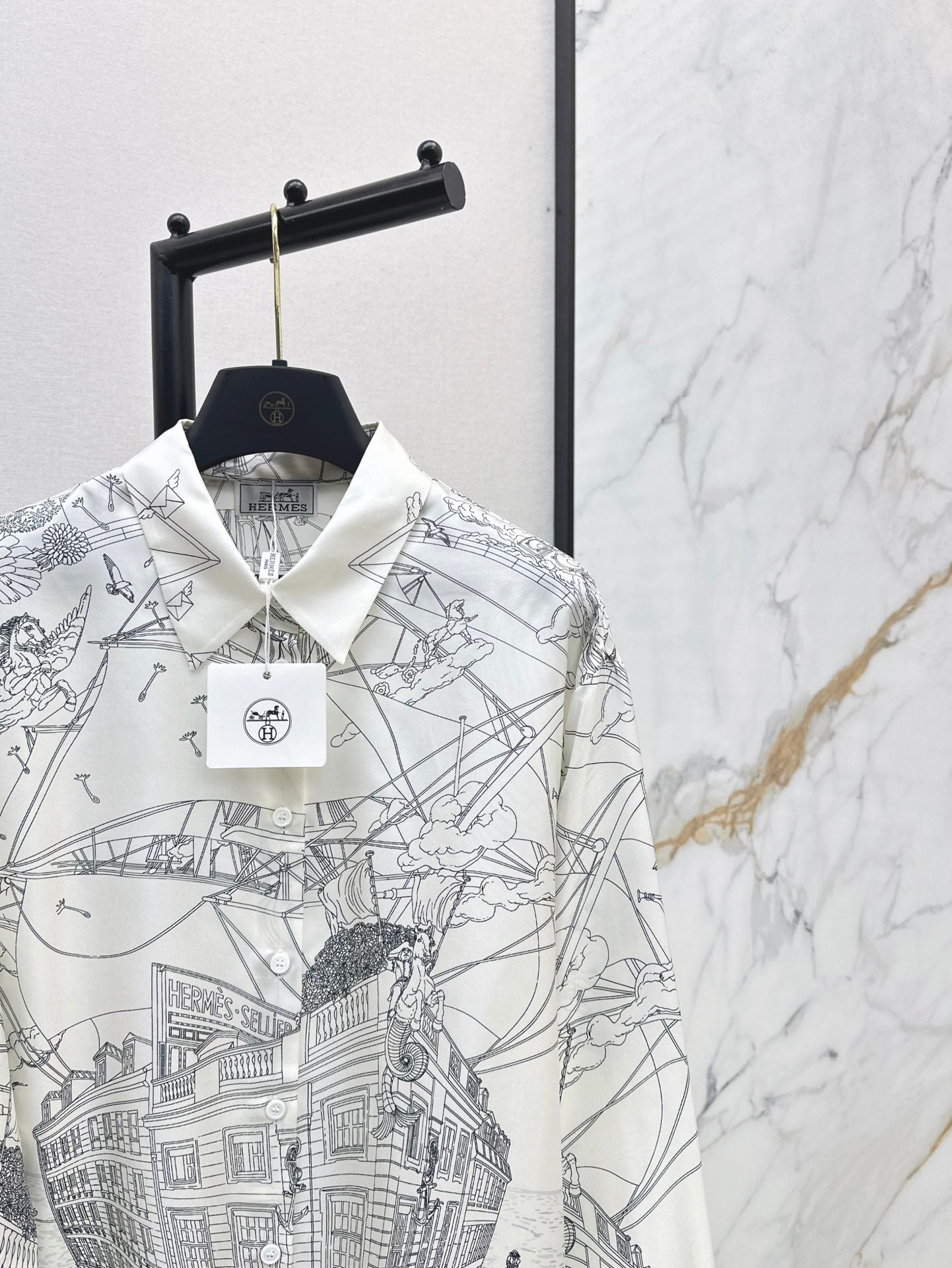 Her 25ss print silk shirt
