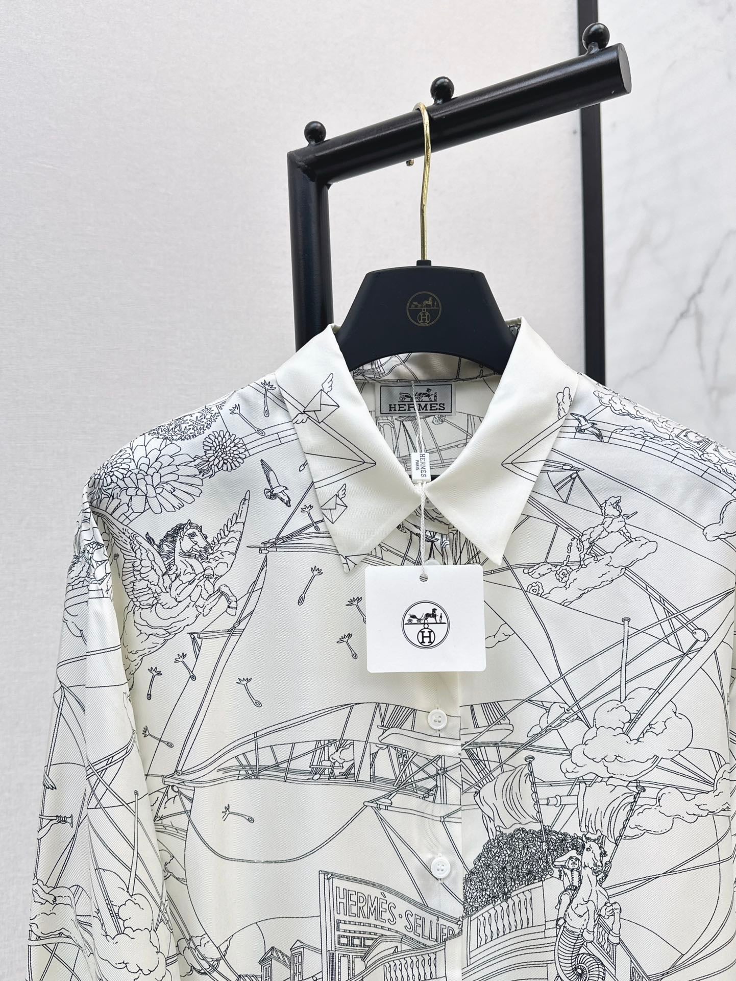 Her 25ss print silk shirt
