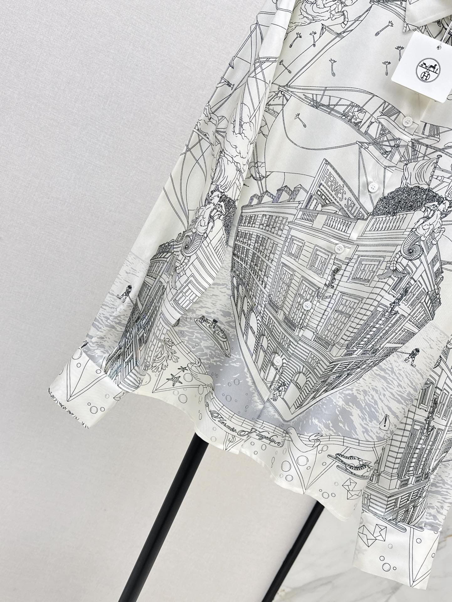 Her 25ss print silk shirt