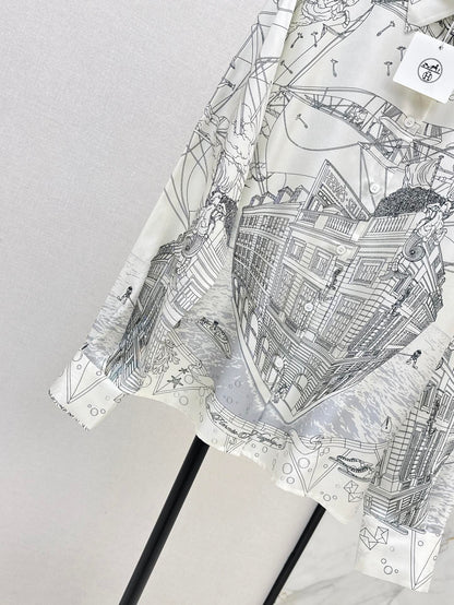 Her 25ss print silk shirt