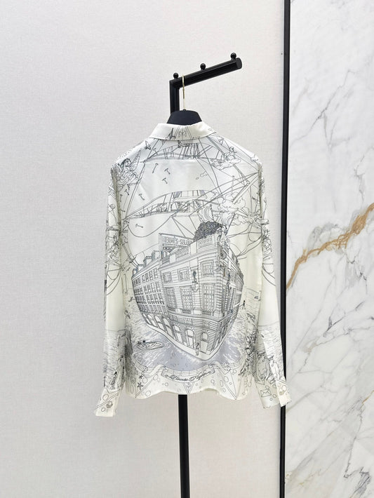 Her 25ss print silk shirt