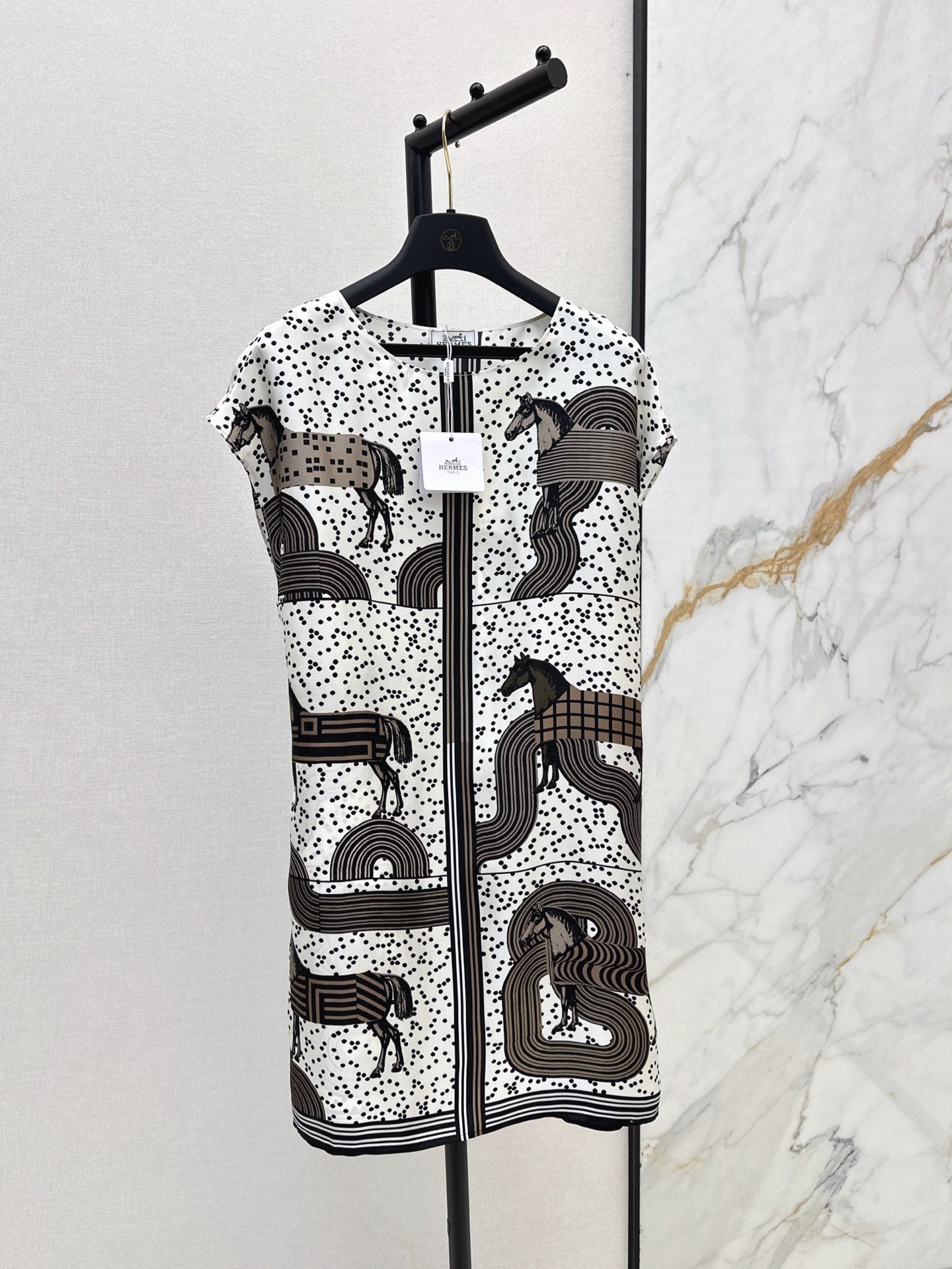 He 25ss print silk dress
