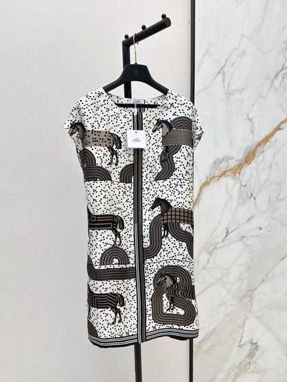 He 25ss print silk dress