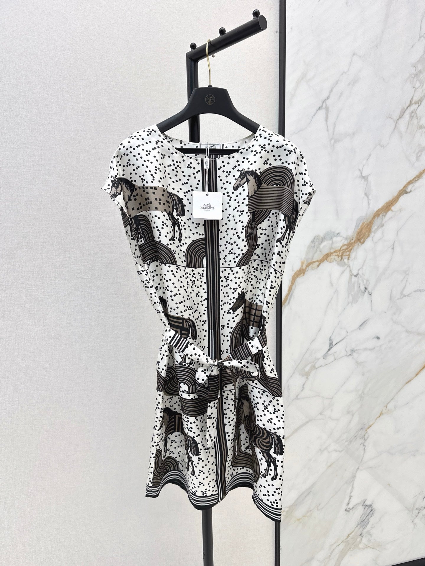 He 25ss print silk dress