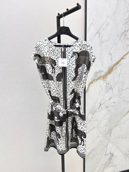 He 25ss print silk dress