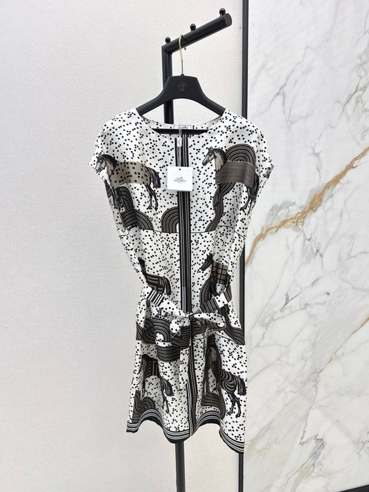 He 25ss print silk dress