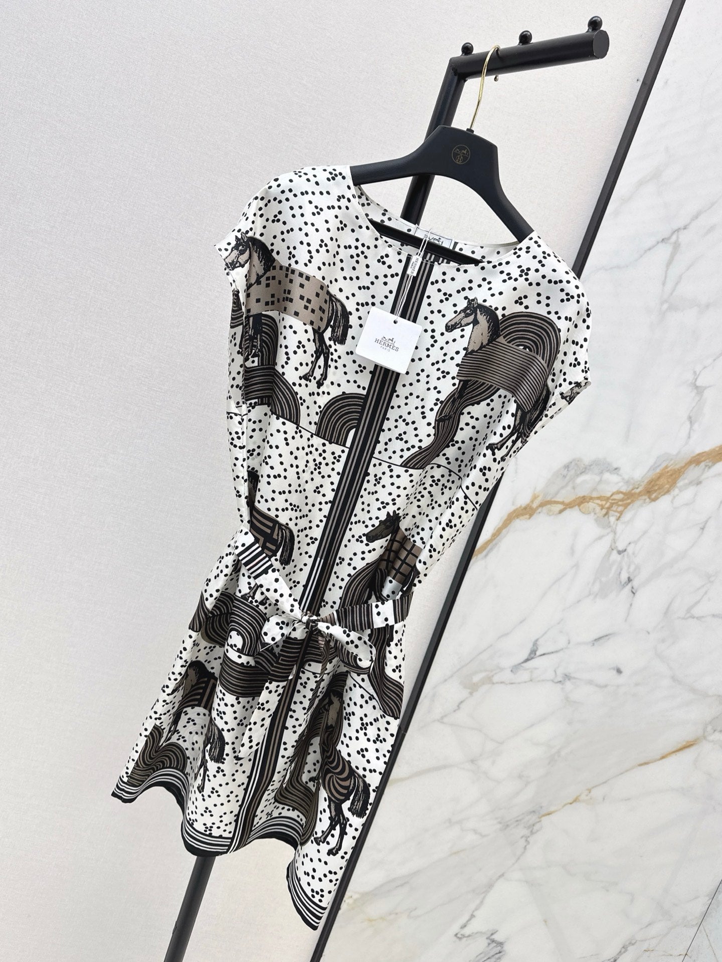 He 25ss print silk dress