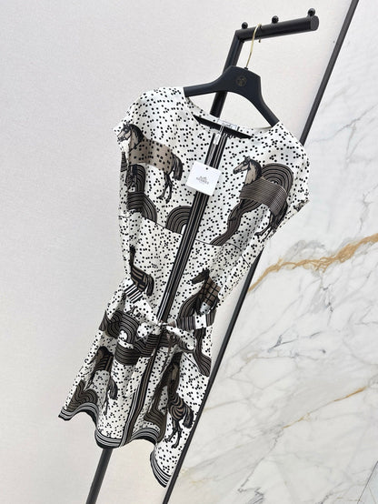 He 25ss print silk dress