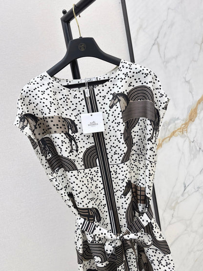 He 25ss print silk dress