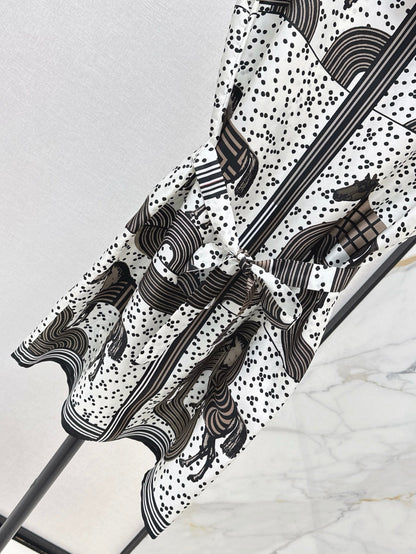 He 25ss print silk dress