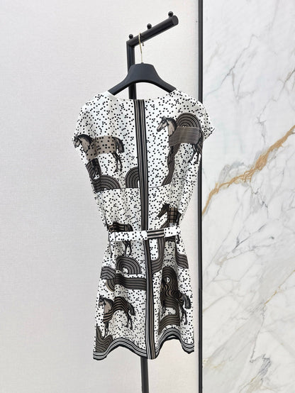 He 25ss print silk dress
