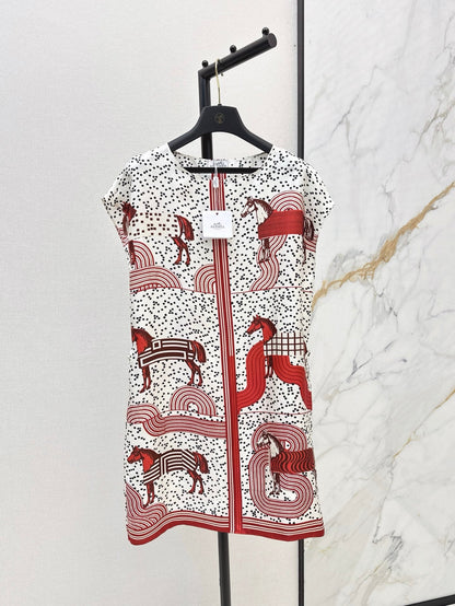 He 25ss print silk dress