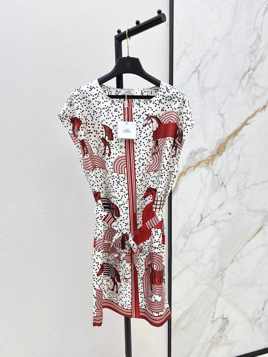 He 25ss print silk dress