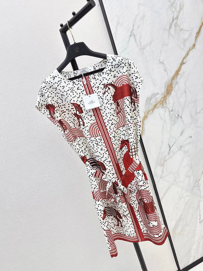 He 25ss print silk dress