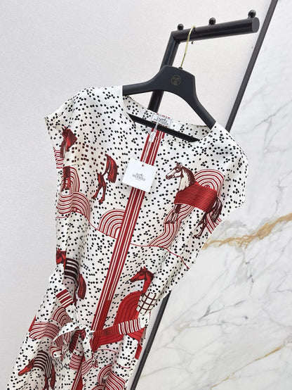 He 25ss print silk dress