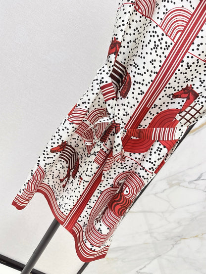 He 25ss print silk dress