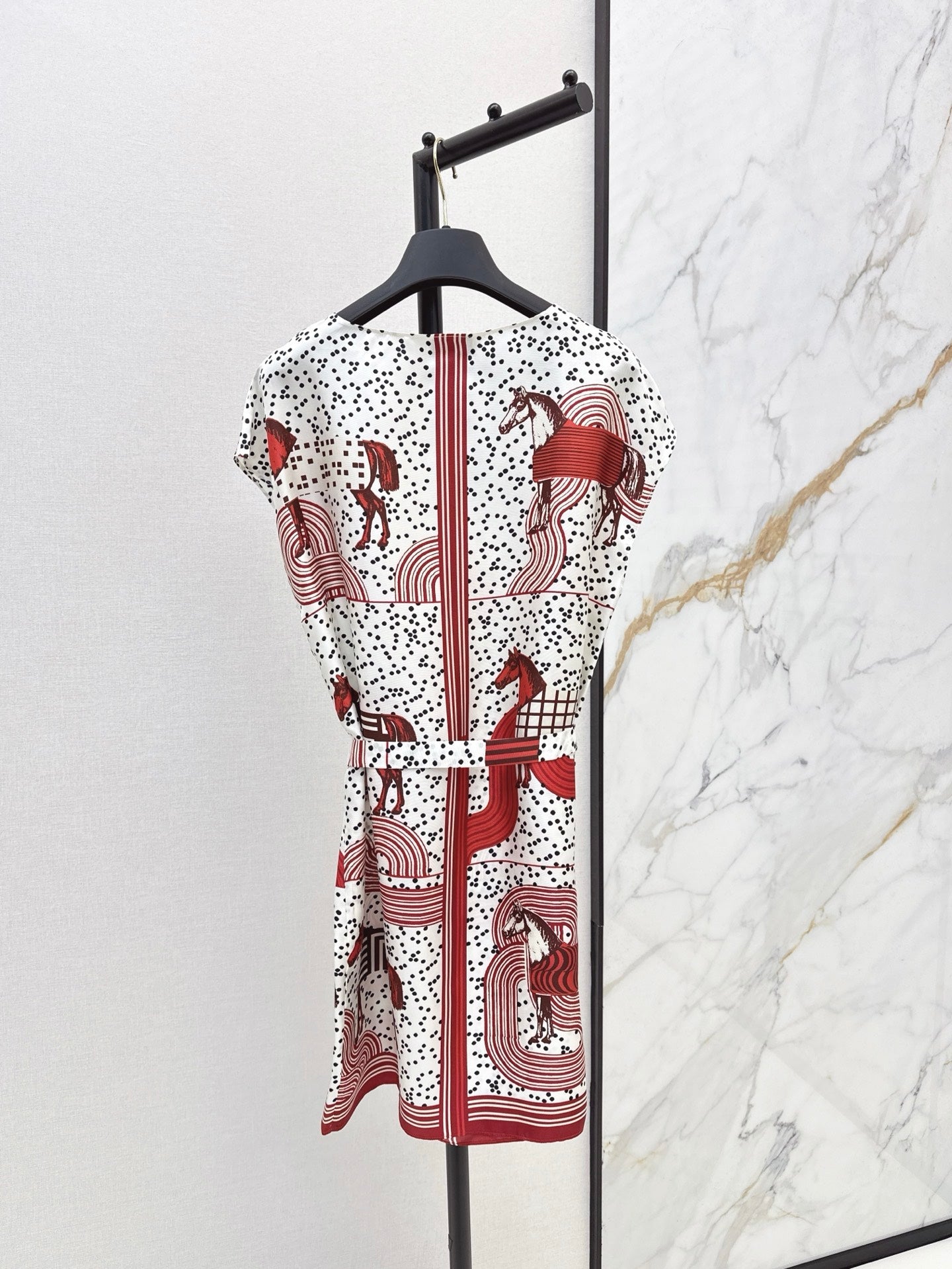 He 25ss print silk dress