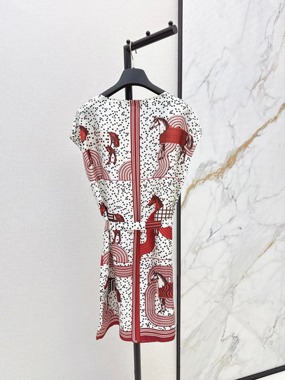 He 25ss print silk dress