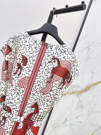 He 25ss print silk dress